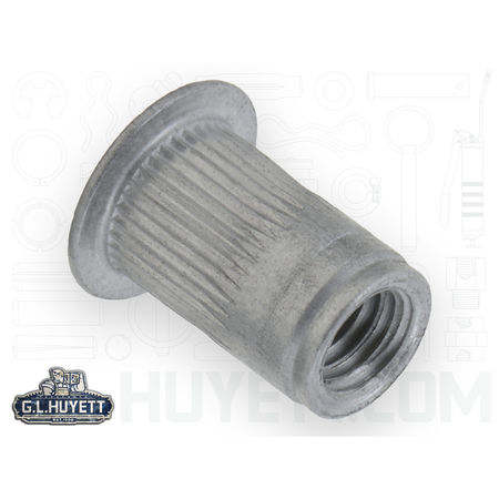 AVK Rivet Nut, M5-0.80 Thread Size, 10.54 mm Flange Dia., 12.07 mm L, Aluminum BTI-ALA1-580-3.3/B